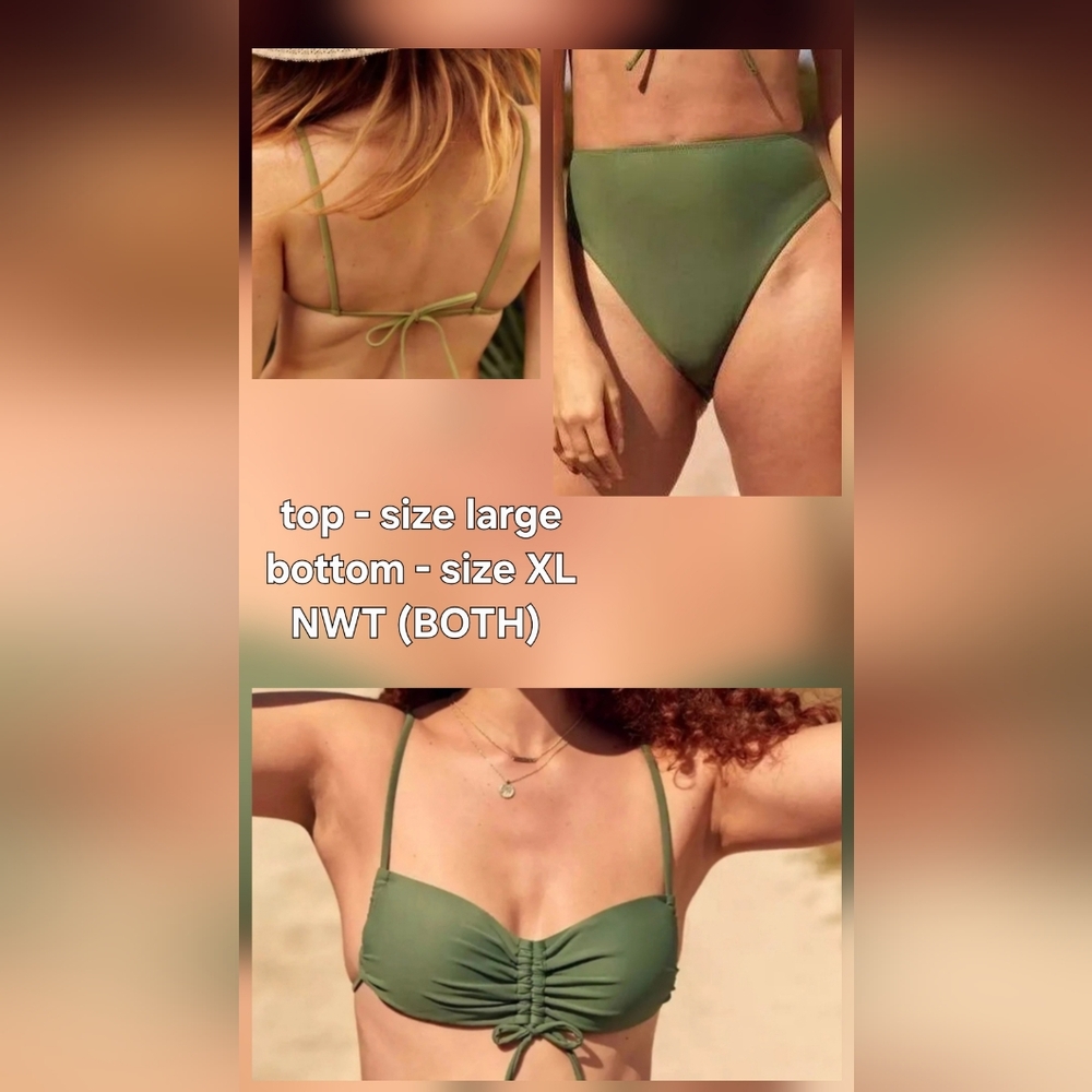 aerie Olive Green Bandeau Bikini Bottom